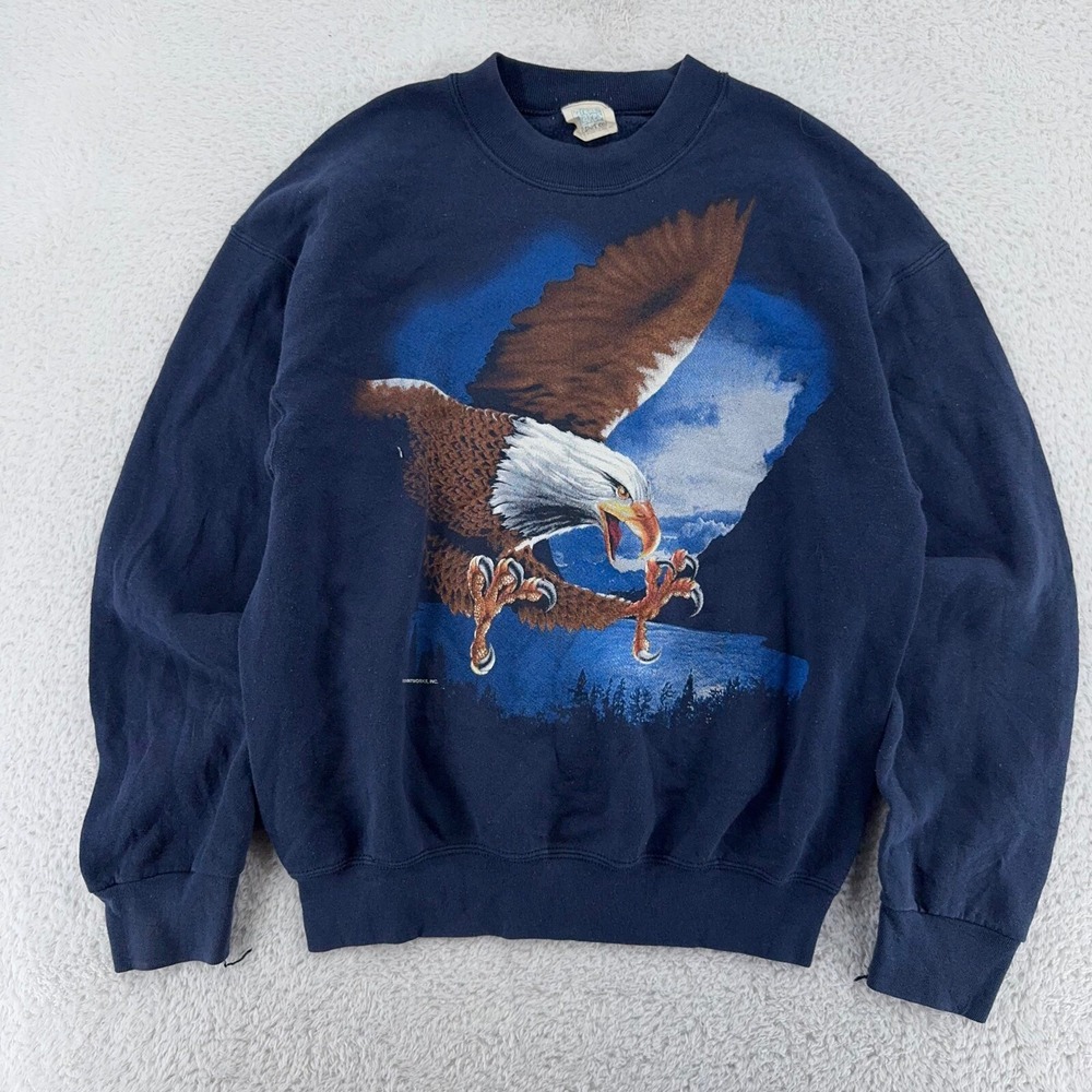 vintage 90s AMERICAN BALD EAGLE CREWNECK SWEATSHIRT‎ MEDIUM/LARGE nature animal